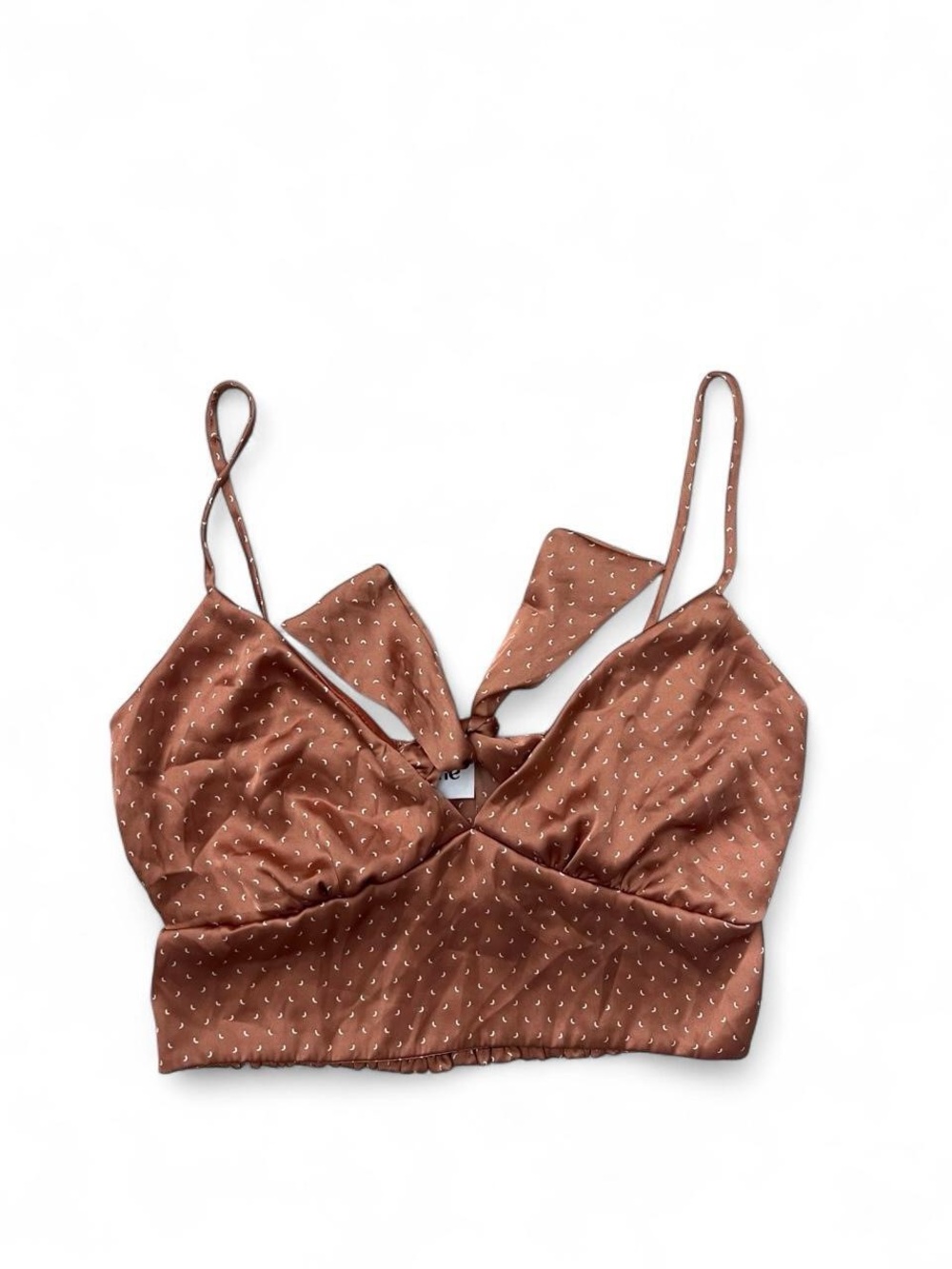 Silky Brown Polka Micro-Print Bralette Tank